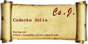 Császka Júlia névjegykártya